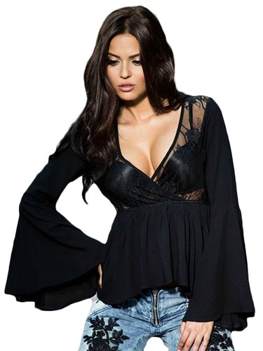 Maglia maglietta scollo - , aperta