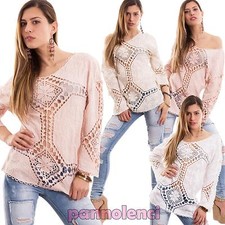 Maglia donna pizzo sangallo